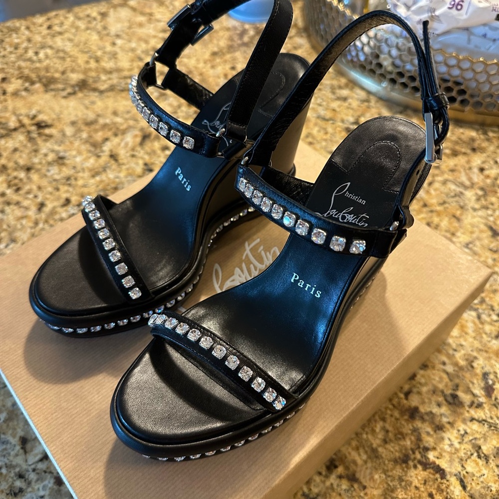 Christian Louboutin Black Studded Sandals